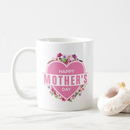 Elegant Floral Happy Moederdag | Koffie-Mok Koffiemok (Met donut)