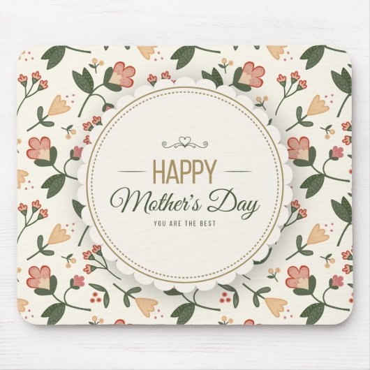 Elegant Floral Happy Moederdag | Mousepad Muismat (Voorkant)