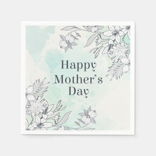 Elegant Floral Happy Moederdag | Napkin Servet (Voorkant)