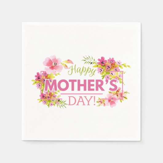Elegant Floral Happy Moederdag | Napkin Servet (Voorkant)
