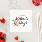 Elegant Floral Happy Moederdag | Napkin Servet (Insitu)