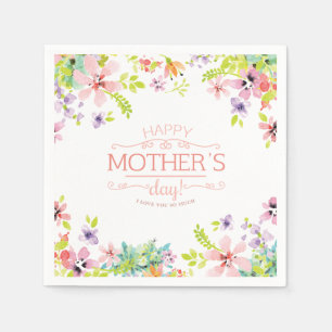 Elegant Floral Happy Moederdag   Napkin Servet