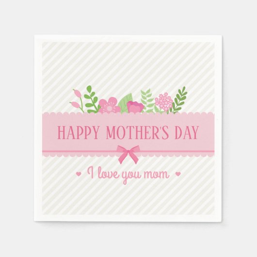 Elegant Floral Happy Moederdag | Napkin Servet (Voorkant)
