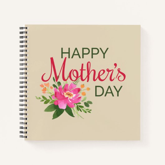 Elegant Floral Happy Moederdag | NOTITIEBOEK (Voorkant)