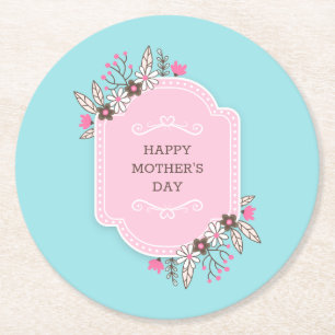 Elegant Floral Happy Moederdag   ONDERZETTER