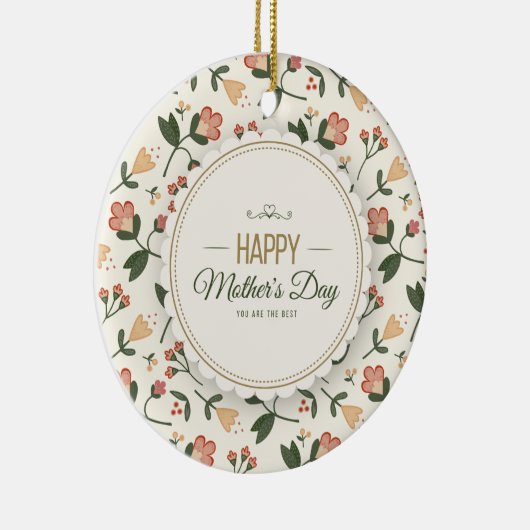 Elegant Floral Happy Moederdag | ORNAMENT (Rechts)