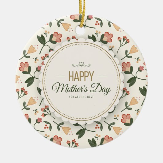 Elegant Floral Happy Moederdag | ORNAMENT (Voorkant)