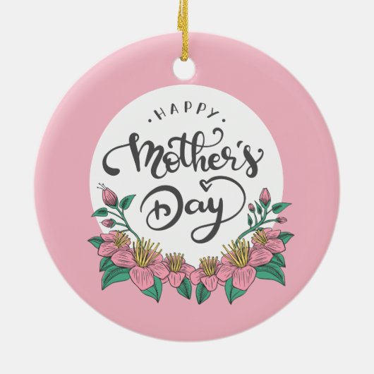 Elegant Floral Happy Moederdag | ORNAMENT (Achterkant)