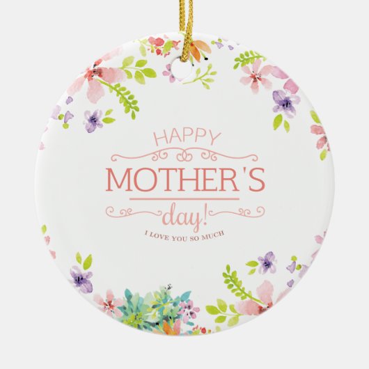 Elegant Floral Happy Moederdag | ORNAMENT (Voorkant)