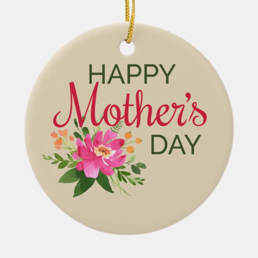 Elegant Floral Happy Moederdag | ORNAMENT (Voorkant)