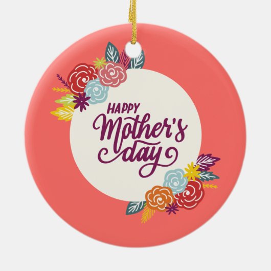 Elegant Floral Happy Moederdag | ORNAMENT (Achterkant)