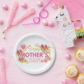 Elegant Floral Happy Moederdag | Papieren Bord (Feest)