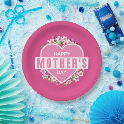 Elegant Floral Happy Moederdag | Papieren Bord (Feest)