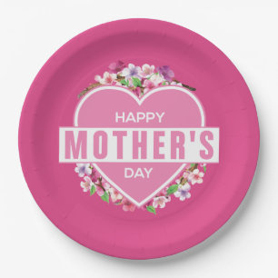 Elegant Floral Happy Moederdag Papieren Bord