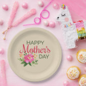 Elegant Floral Happy Moederdag | Papieren Bord (Feest)