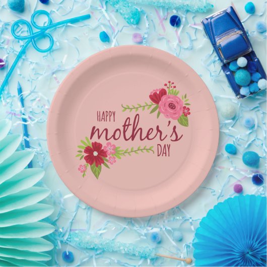 Elegant Floral Happy Moederdag | Papieren Bord (Feest)
