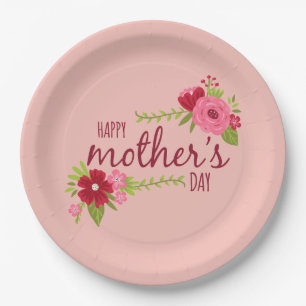 Elegant Floral Happy Moederdag   Papieren Bord