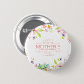 Elegant Floral Happy Moederdag | Pin-Button Ronde Button 5,7 Cm (Voorkant /achterkant)