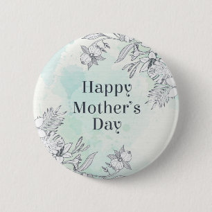 Elegant Floral Happy Moederdag   Pin-Button Ronde Button 5,7 Cm