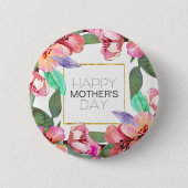 Elegant Floral Happy Moederdag | Pin-Button Ronde Button 5,7 Cm (Voorkant)