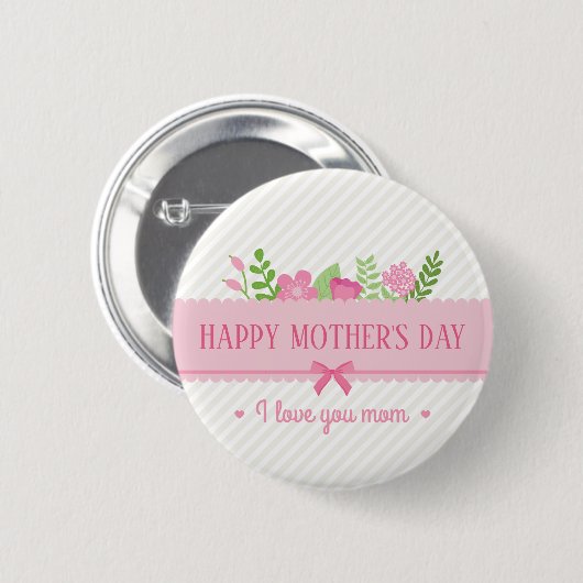 Elegant Floral Happy Moederdag | Pin-Button Ronde Button 5,7 Cm (Voorkant /achterkant)