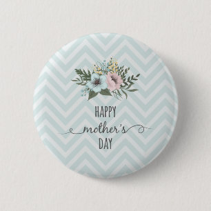 Elegant Floral Happy Moederdag Pin-Button Ronde Button 5,7 Cm