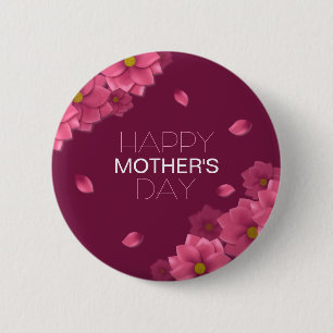 Elegant Floral Happy Moederdag   Pin-Button Ronde Button 5,7 Cm