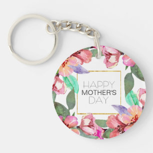 Elegant Floral Happy Moederdag SLEUTELHANGER