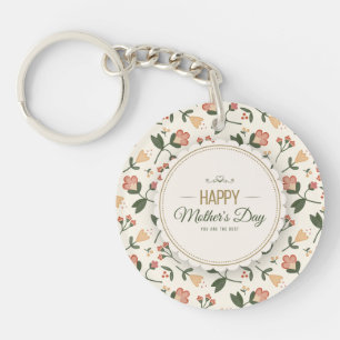 Elegant Floral Happy Moederdag Sleutelhanger