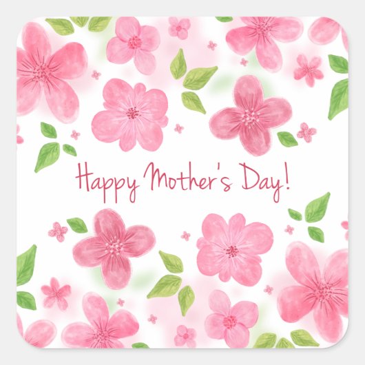 Elegant Floral Happy Moederdag | Sticker (Voorkant)