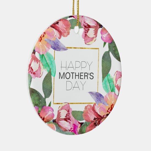 Elegant Floral Happy Moederdag | Versiering Keramisch Ornament (Rechts)