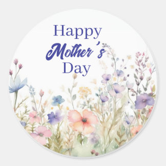 Elegant floral happy Mother's day design Ronde Sticker