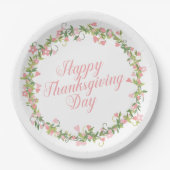 Elegant Floral Happy Thanksgiving | Bord papier (Voorkant)