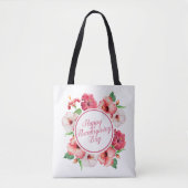 Elegant Floral Happy Thanksgiving | Canvas tas (Voorkant)