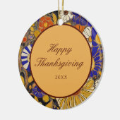 Elegant Floral Happy Thanksgiving Keramisch Ornament (Links)