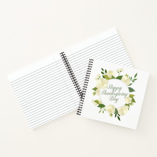 Elegant Floral Happy Thanksgiving | Laptop Notitieboek (Binnen)