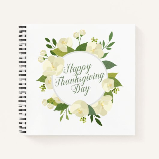Elegant Floral Happy Thanksgiving | Laptop Notitieboek (Voorkant)