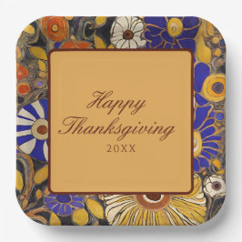 Elegant Floral Happy Thanksgiving Papieren Bordje