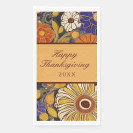 Elegant Floral Happy Thanksgiving Servet