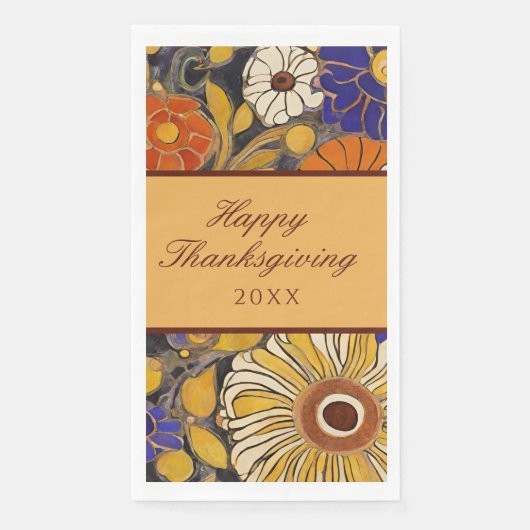 Elegant Floral Happy Thanksgiving Servet (Voorkant)