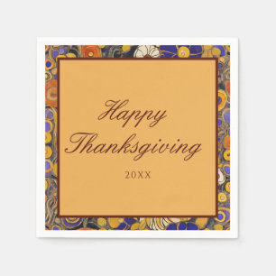 Elegant Floral Happy Thanksgiving Servet