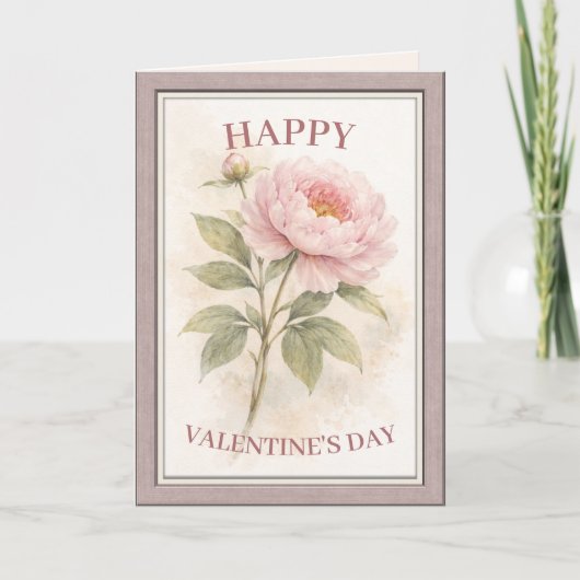 Elegant Floral Happy Valentine’s Day Card Kaart (Voorkant)
