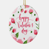 Elegant Floral Happy Valentine's Day | Versiering Keramisch Ornament (Rechts)