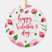 Elegant Floral Happy Valentine's Day | Versiering Keramisch Ornament (Voorkant)