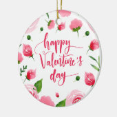 Elegant Floral Happy Valentine's Day | Versiering Keramisch Ornament (Links)