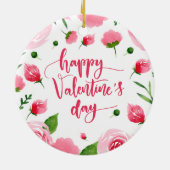 Elegant Floral Happy Valentine's Day | Versiering Keramisch Ornament (Achterkant)