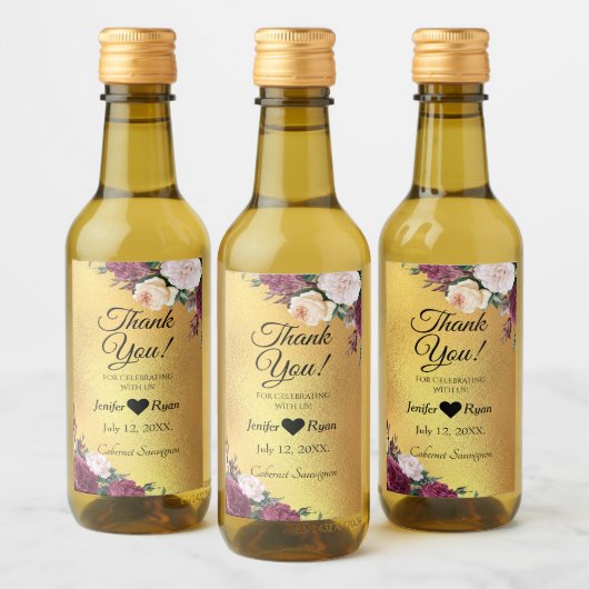 Elegant floral Hartelijk dank voor het etiket van  (Flessen)