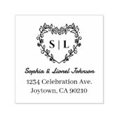 Elegant Floral Heart Bruiloft Retouradres Zelfinktende Stempel (Design)