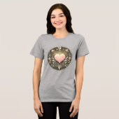 Elegant Floral Heart en Dove Design Tri-Blend Shirt (Voorkant volledig)
