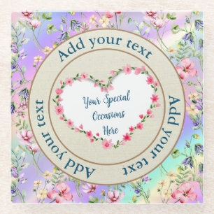 Elegant Floral Heart Lijst: voor elke gelegenheid Glazen Onderzetter